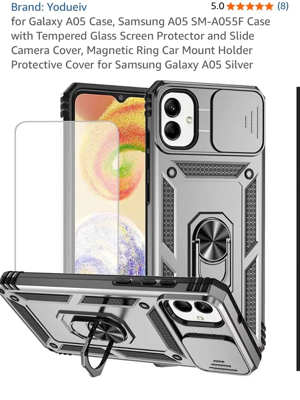 Silver Rugged Ring Case for Samsung Galaxy A05